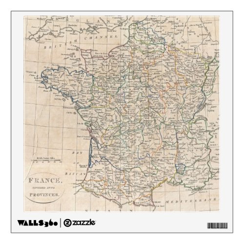 Vintage Map of France 1799 Wall Decal
