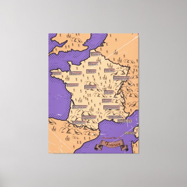 Vintage Map of France Canvas Print (Front)