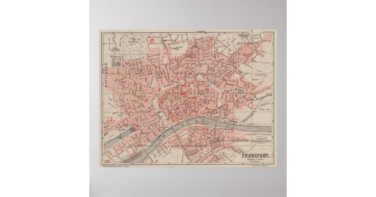 Vintage Map Of Frankfurt Germany 1900 Poster Zazzle Com
