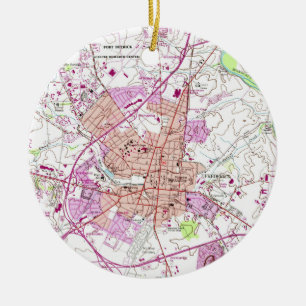 Vintage Map of Frederick Maryland (1953) Ceramic Ornament