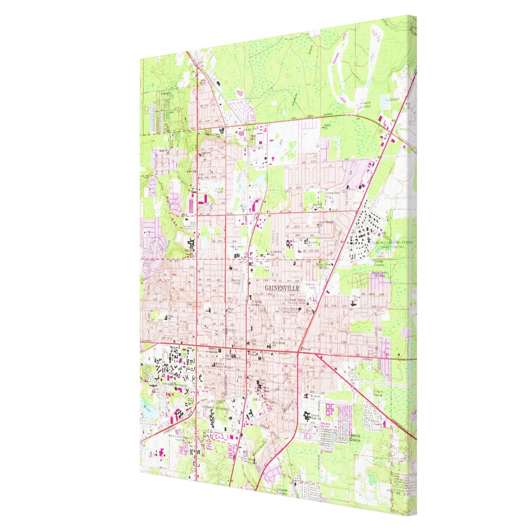 Vintage Map Of Gainesville Florida 1966 Canvas Print Zazzle 