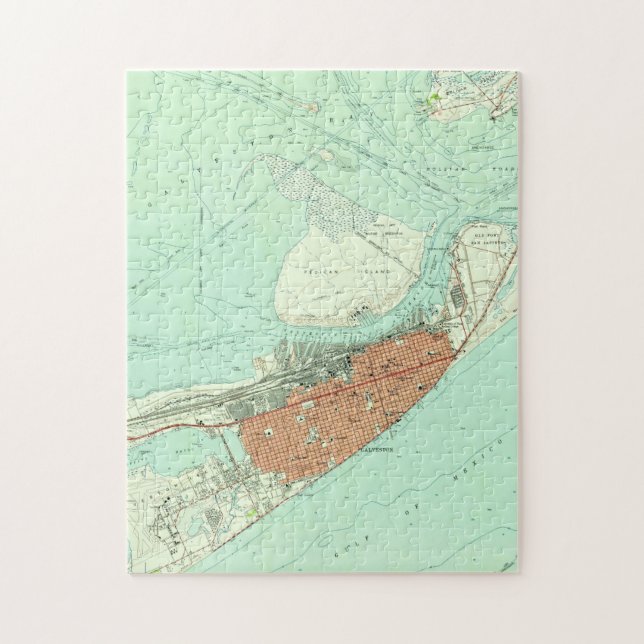 Vintage Map of Galveston Texas (1954) 3 Jigsaw Puzzle (Vertical)