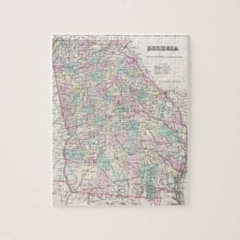 Vintage Map Of Georgia (1855) Jigsaw Puzzle by Alleycatshirts at Zazzle