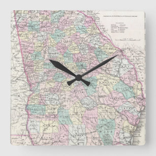 Vintage Map of Georgia (1855) Square Wall Clock