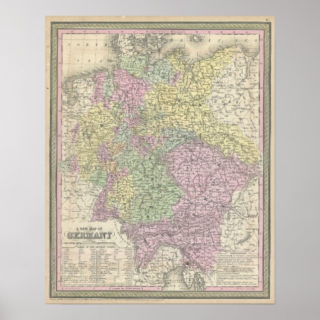 Vintage Map of Germany (1853) Poster (Front)