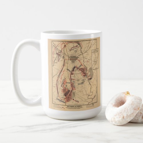 Vintage Map of Gettysburg and Vicinity July 1863 Coffee Mug