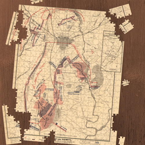 Vintage Map of Gettysburg and Vicinity, July 1863 Jigsaw Puzzle