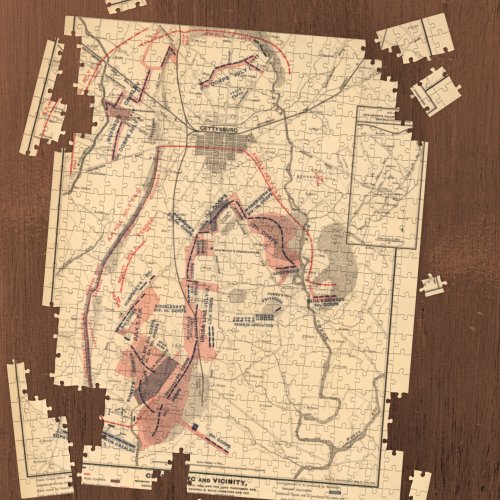 Vintage Map of Gettysburg and Vicinity July 1863 Jigsaw Puzzle