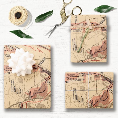 Vintage Map of Gettysburg and Vicinity July 1863 Wrapping Paper Sheets