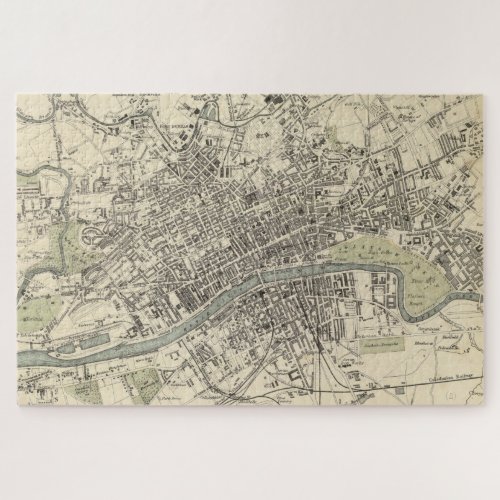 Vintage Map of Glasgow Scotland 1872 Jigsaw Puzzle