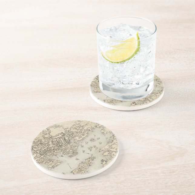 Vintage Map of Gloucester Massachusetts (1873) Drink Coaster (Side)