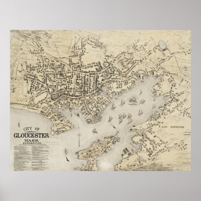 Vintage Map of Gloucester Massachusetts (1873) Poster | Zazzle.com