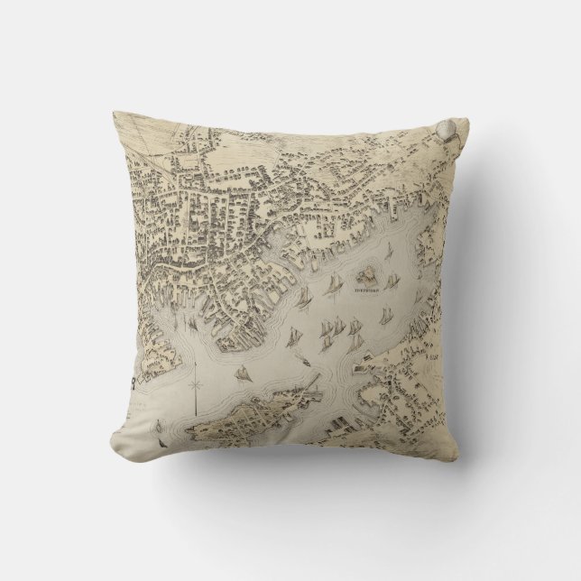 Vintage Map of Gloucester Massachusetts (1873) Throw Pillow (Front)