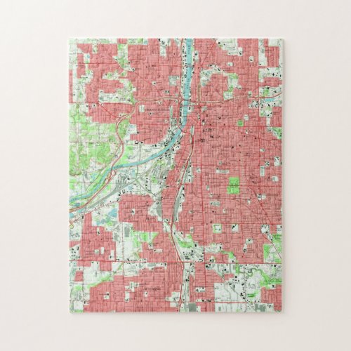 Vintage Map of Grand Rapids Michigan 1967 Jigsaw Puzzle