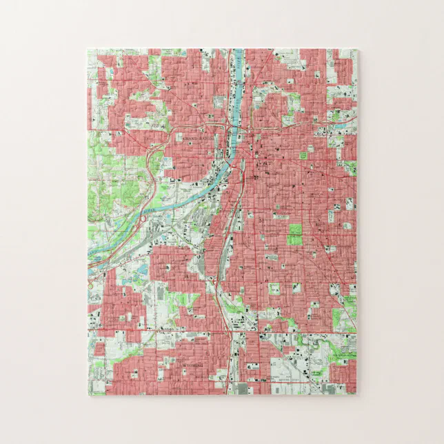 Vintage Map of Grand Rapids Michigan (1967) Jigsaw Puzzle Zazzle
