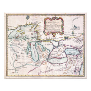 Vintage Map of Great Lakes Photo Print