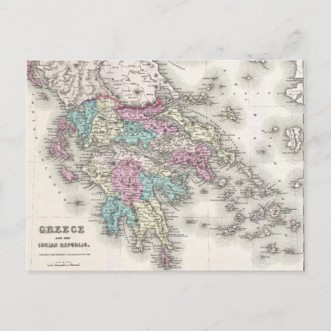 Vintage Map of Greece (1855) Postcard (Front)
