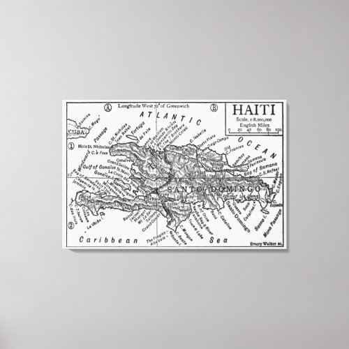 Vintage Map of Haiti 1911 Canvas Print