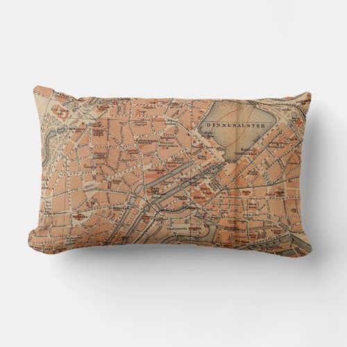 Vintage Map of Hamburg Germany 1910 Lumbar Pillow