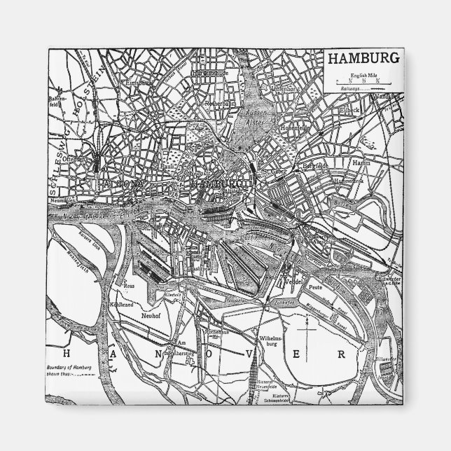 Vintage Map of Hamburg Germany (1911) Magnet (Front)