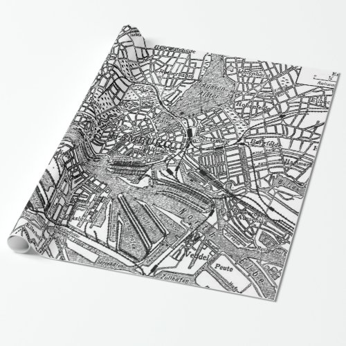 Vintage Map of Hamburg Germany 1911 Wrapping Paper