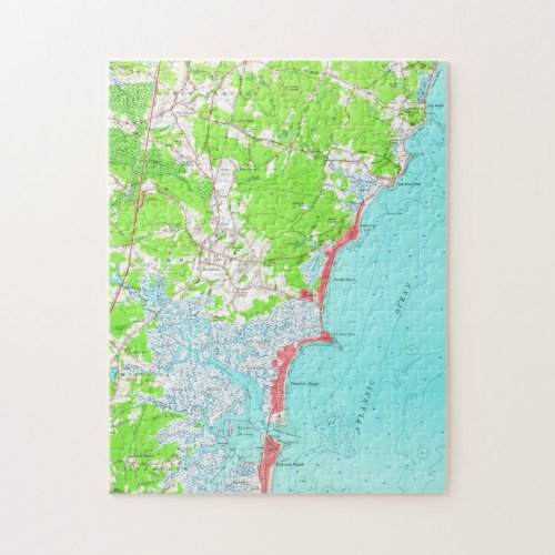 Vintage Map of Hampton Beach New Hampshire 1957 Jigsaw Puzzle