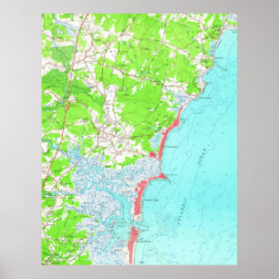 Vintage Map of Hampton Beach New Hampshire (1957) Poster