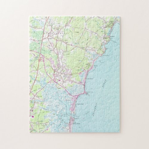 Vintage Map of Hampton Beach NH 1957 Jigsaw Puzzle