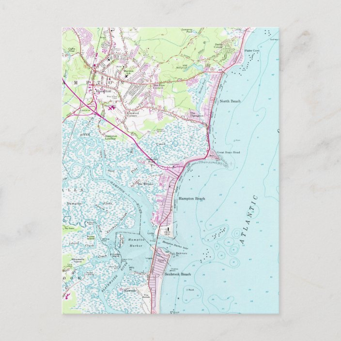 Vintage Map of Hampton Beach NH (1957) Postcard