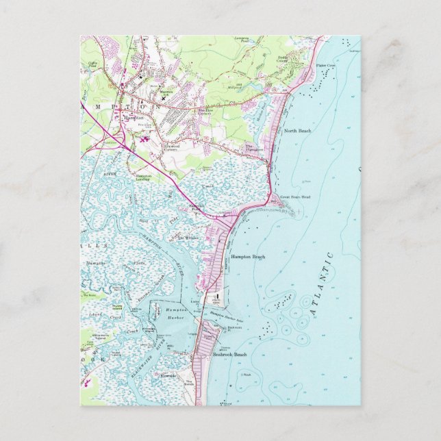 Vintage Map of Hampton Beach NH (1957) Postcard (Front)