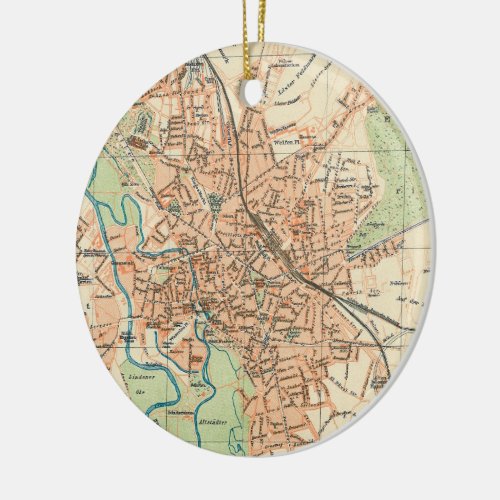 Vintage Map of Hanover Germany 1895 Ceramic Ornament