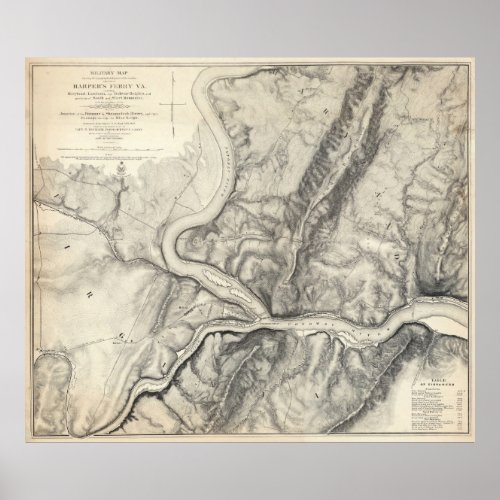 Vintage Map of Harpers Ferry 1863 Poster