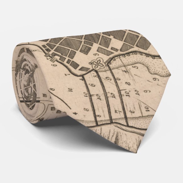 Vintage Map of Havana Cuba (1758) Neck Tie (Rolled)