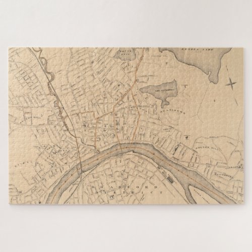 Vintage Map of Haverhill MA 1909 Jigsaw Puzzle
