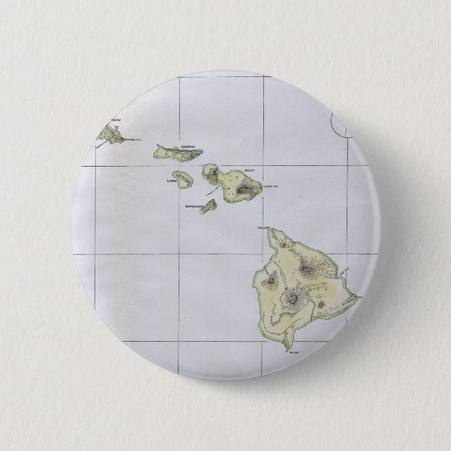 Vintage Map of Hawaii (1883) Pinback Button (Front)