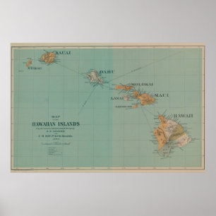 Vintage Map of Hawaii (1886) Poster