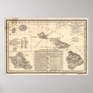 Vintage Map of Hawaii (1893) Poster