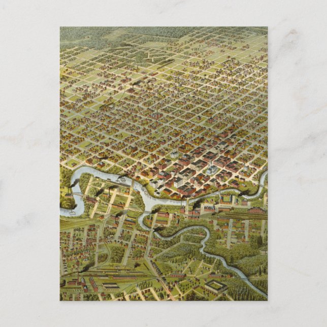 Vintage Map of Houston Texas (1891) Postcard (Front)
