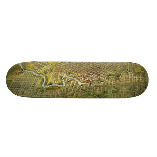 Vintage Map of Houston Texas (1891) Skateboard Deck