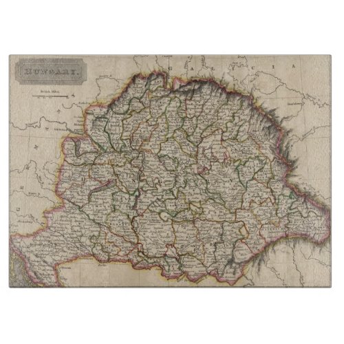 Vintage Map of Hungary 1817 Cutting Board