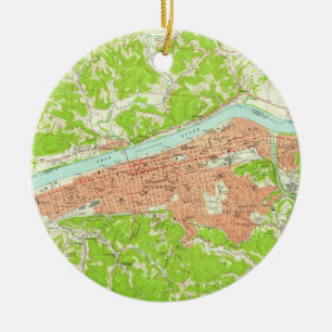 Vintage Map of Huntington West Virginia (1957) Ceramic Ornament