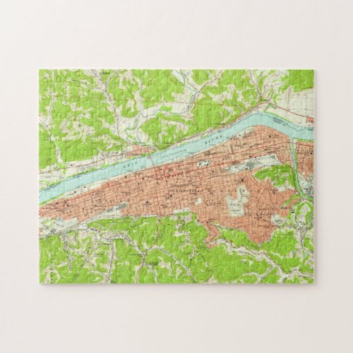 Vintage Map of Huntington West Virginia 1957 Jigsaw Puzzle