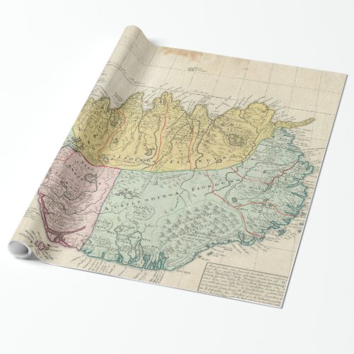 Vintage Map of Iceland 1761 Wrapping Paper