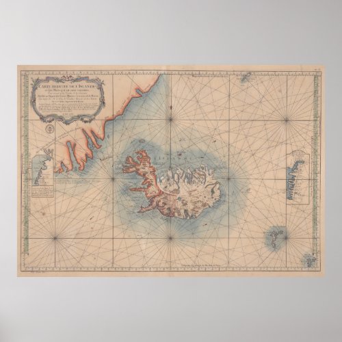 Vintage Map of Iceland 1767 Poster