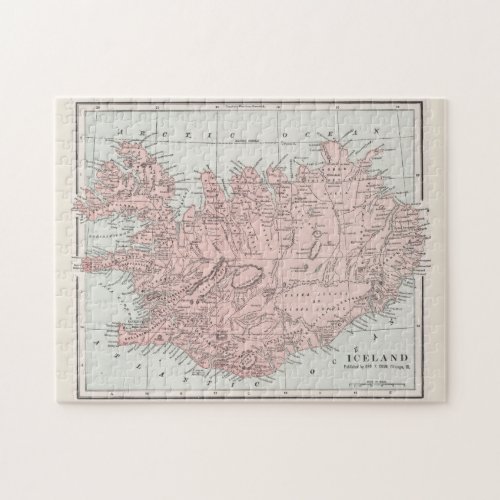 Vintage Map of Iceland 1901 Jigsaw Puzzle