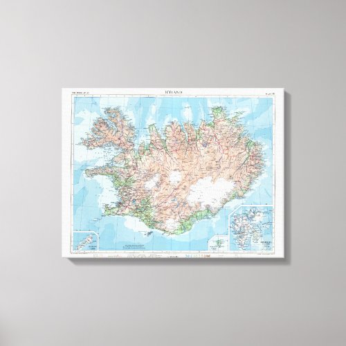 Vintage Map of Iceland Canvas Print