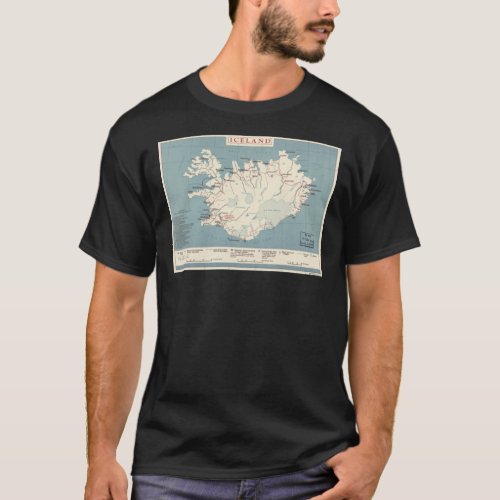 Vintage Map of Iceland circa 1958 T_Shirt