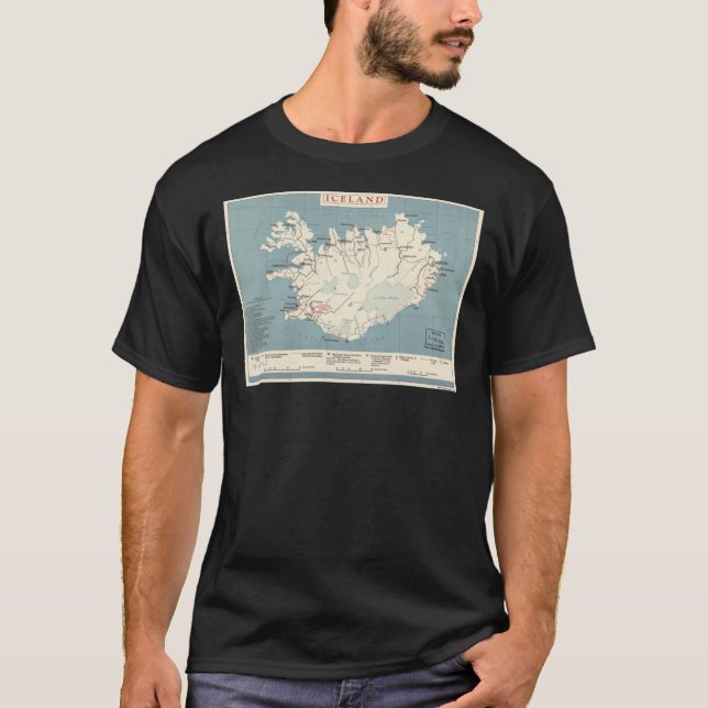 Vintage Map of Iceland (circa 1958) T-Shirt (Front)