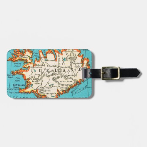 Vintage Map of ICELAND Luggage Tag