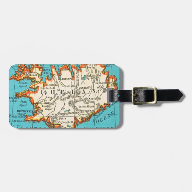Vintage Map of ICELAND Luggage Tag (Front Horizontal)